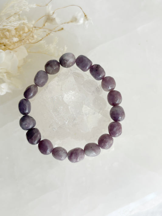 PINK TOURMALINE & LEPIDOLITE BEAD BRACELET || INTUITIVELY CHOSEN
