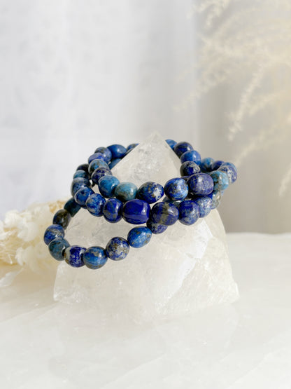 LAPIS LAZULI PEBBLE BEAD BRACELET || INTUITIVELY CHOSEN