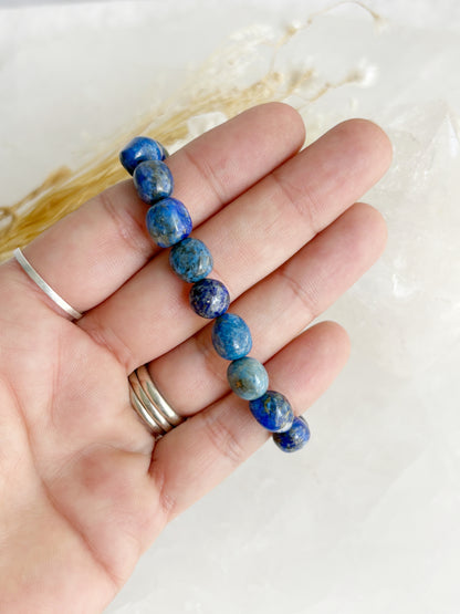 LAPIS LAZULI PEBBLE BEAD BRACELET || INTUITIVELY CHOSEN