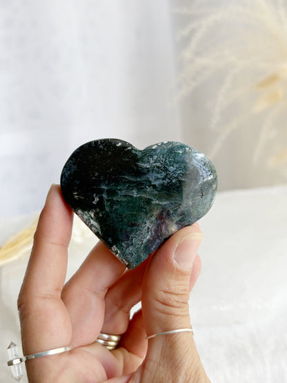 MOSS AGATE HEART || MAH02