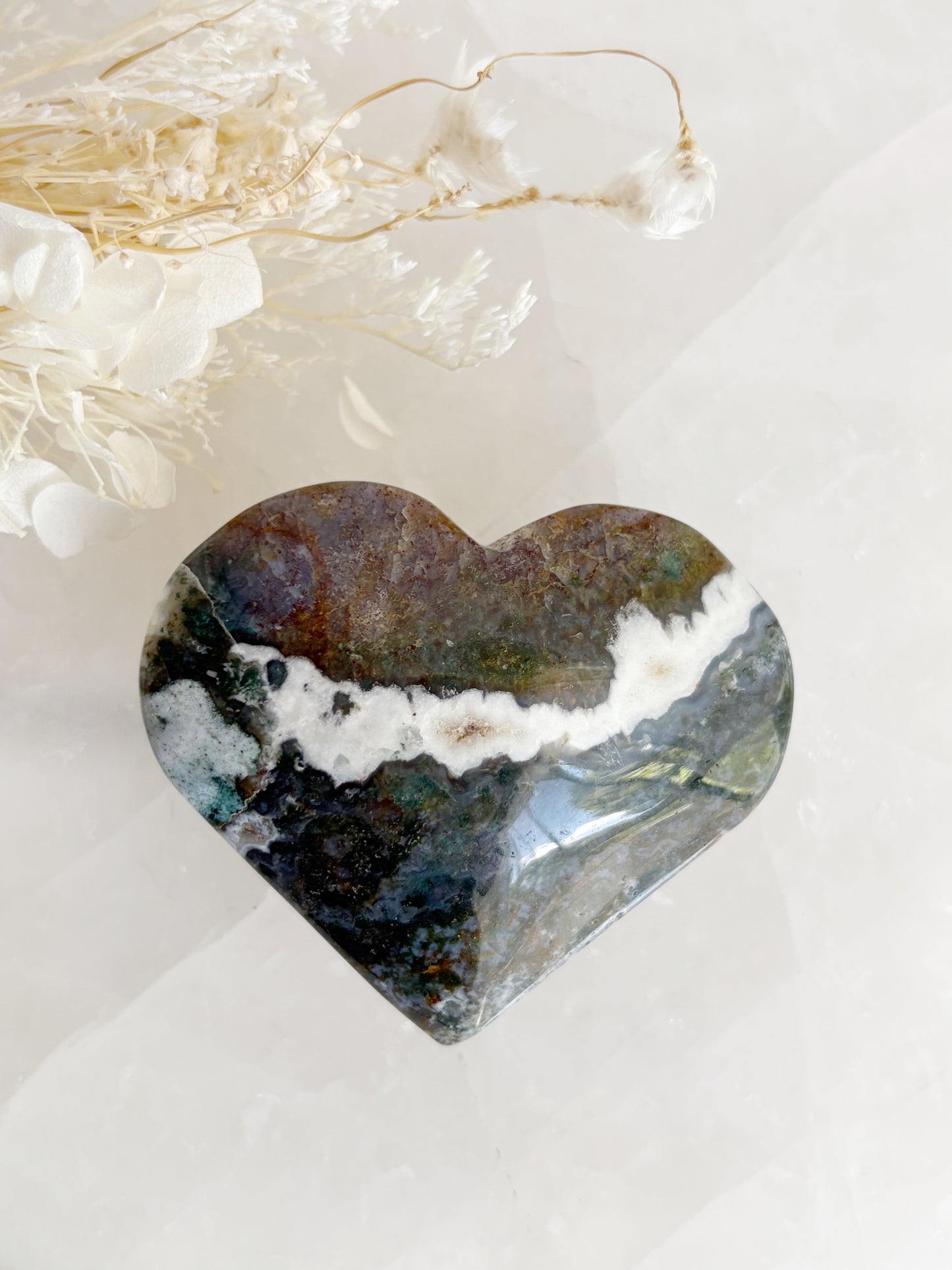 MOSS AGATE HEART || MAH01