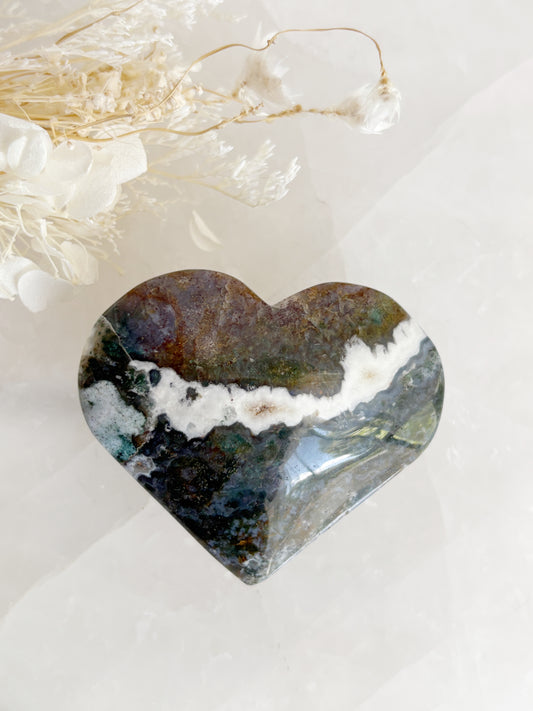 MOSS AGATE HEART || MAH01