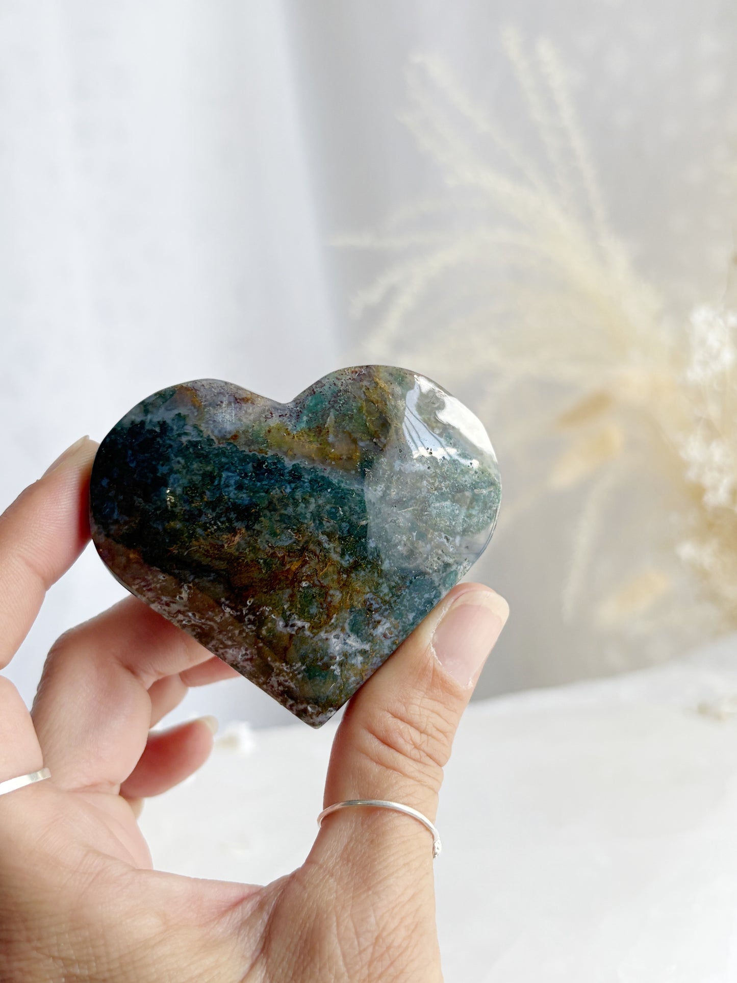 MOSS AGATE HEART || MAH01