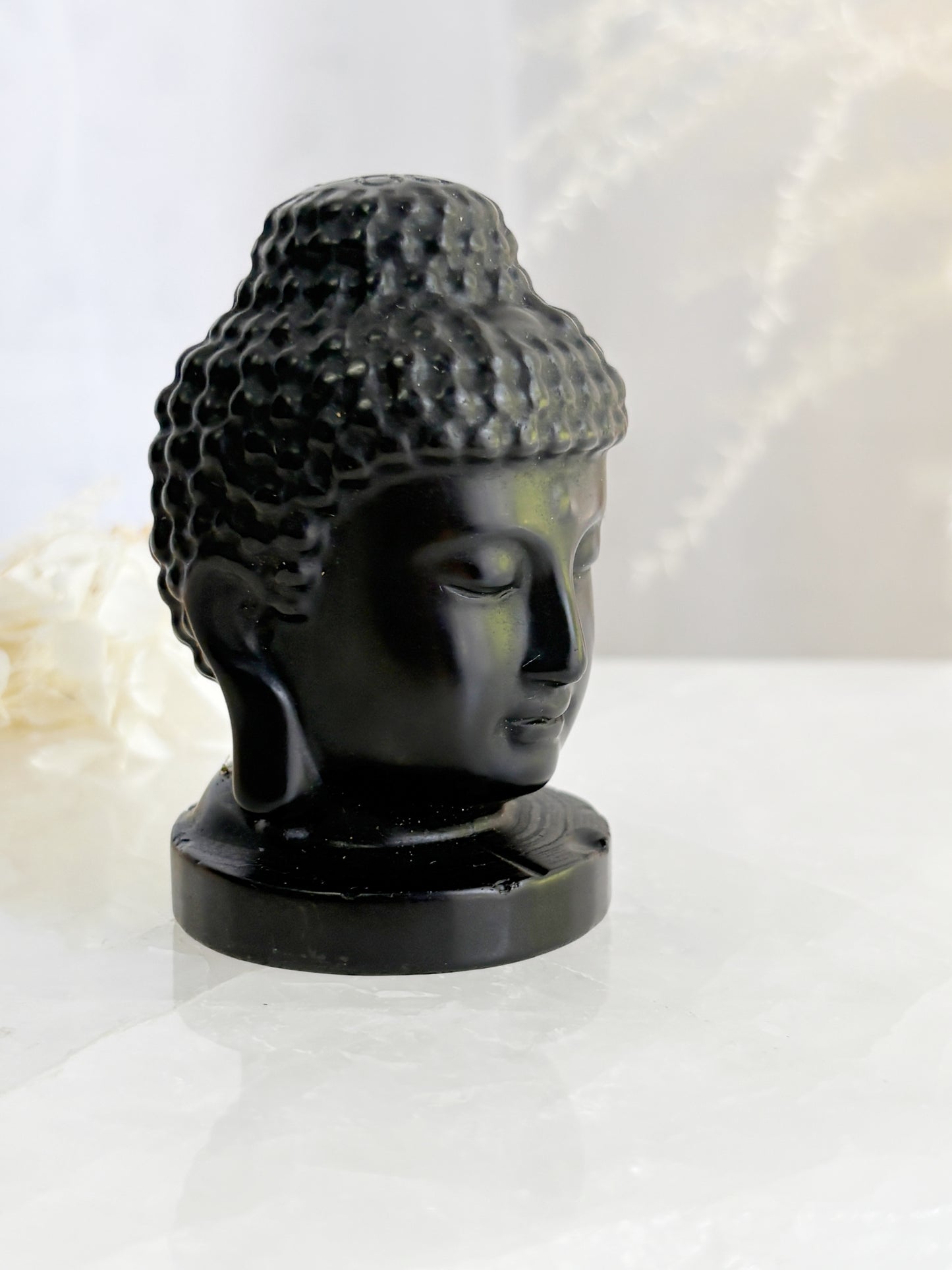 BLACK OBSIDIAN BUDDHA HEAD CARVING
