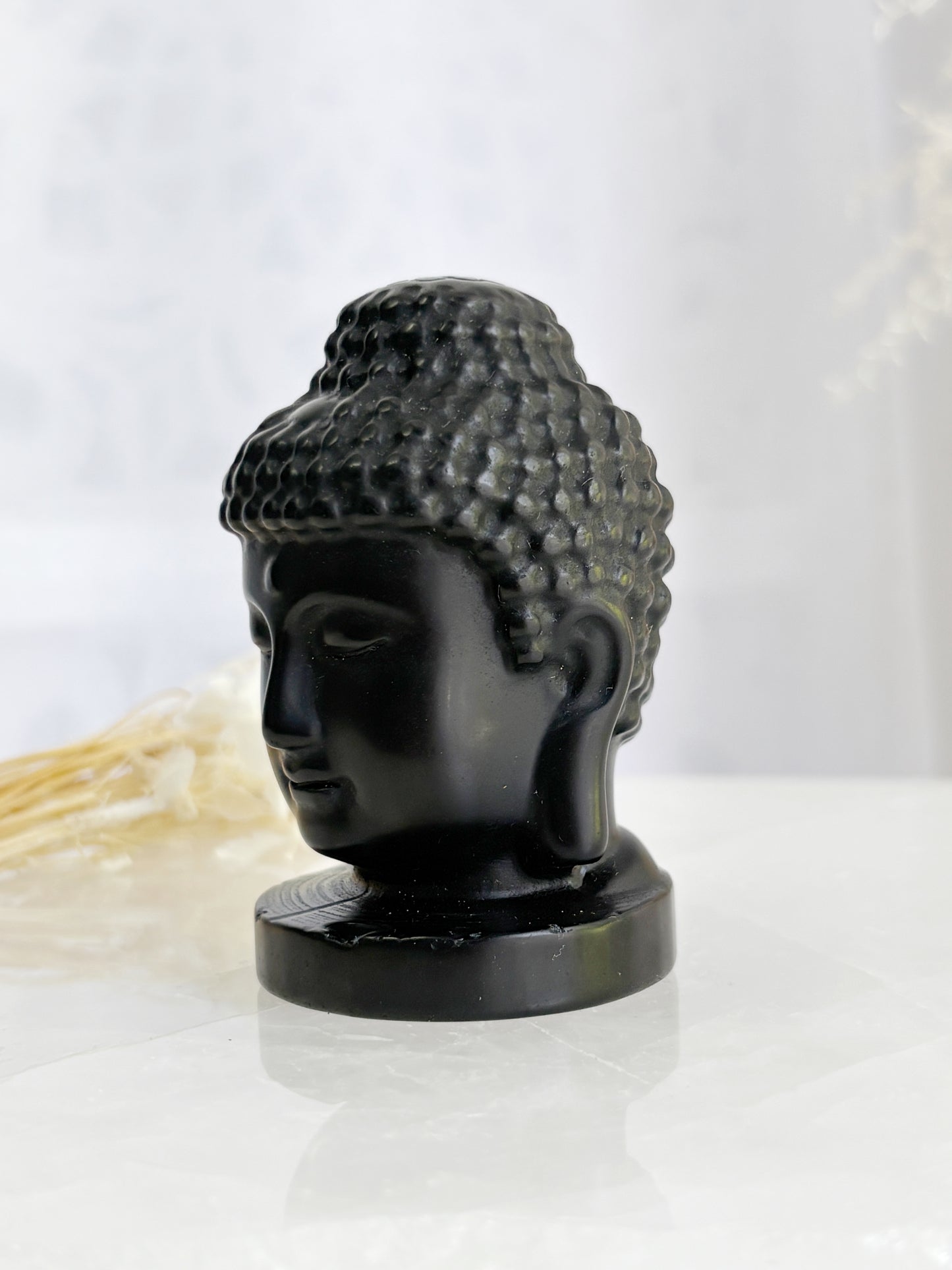 BLACK OBSIDIAN BUDDHA HEAD CARVING