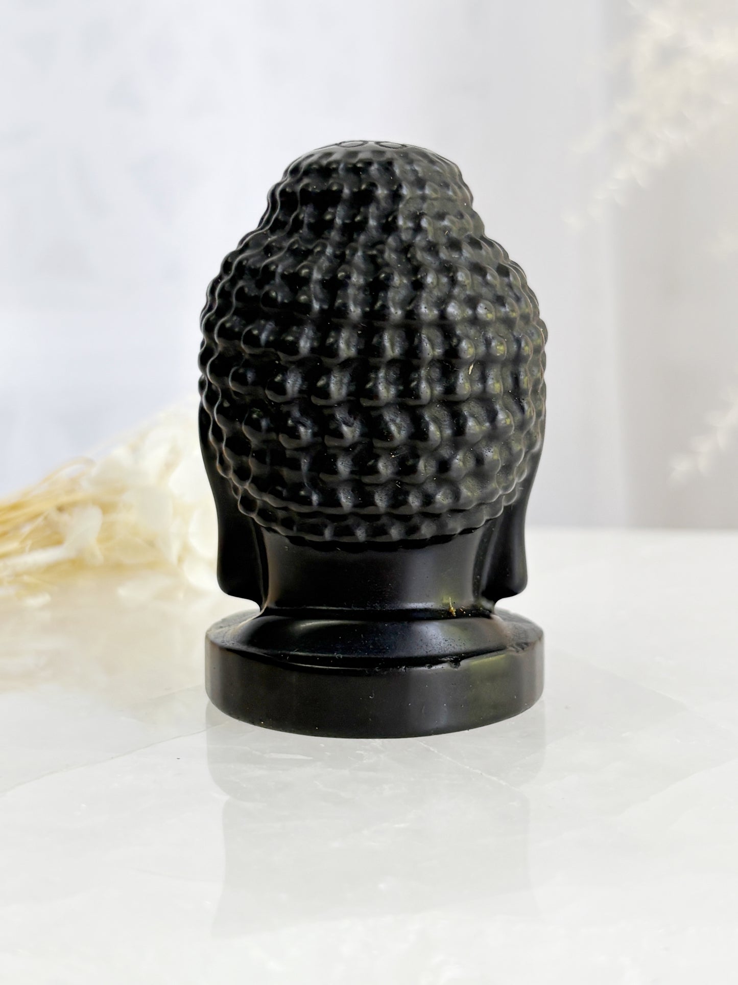 BLACK OBSIDIAN BUDDHA HEAD CARVING