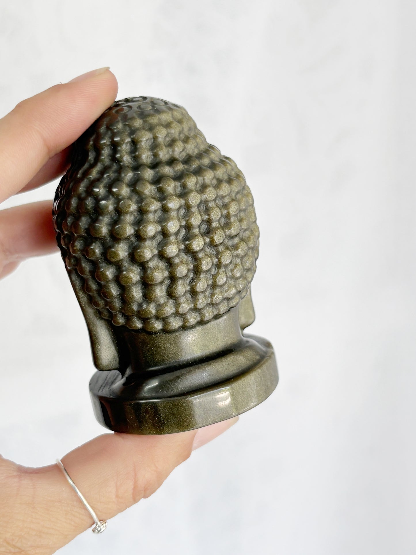 GOLD SHEEN OBSIDIAN BUDDHA HEAD