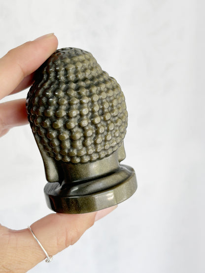 GOLD SHEEN OBSIDIAN BUDDHA HEAD