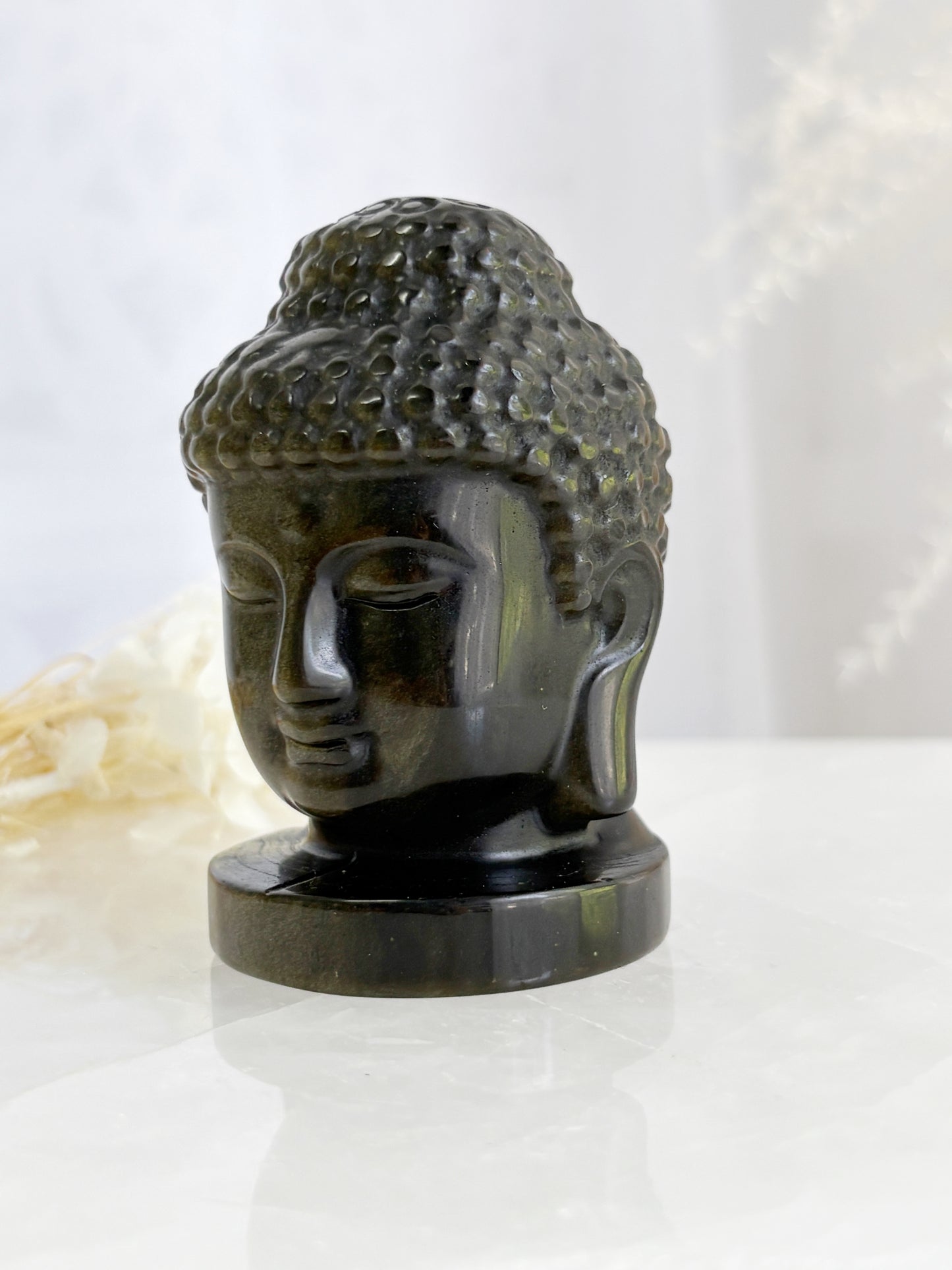 GOLD SHEEN OBSIDIAN BUDDHA HEAD