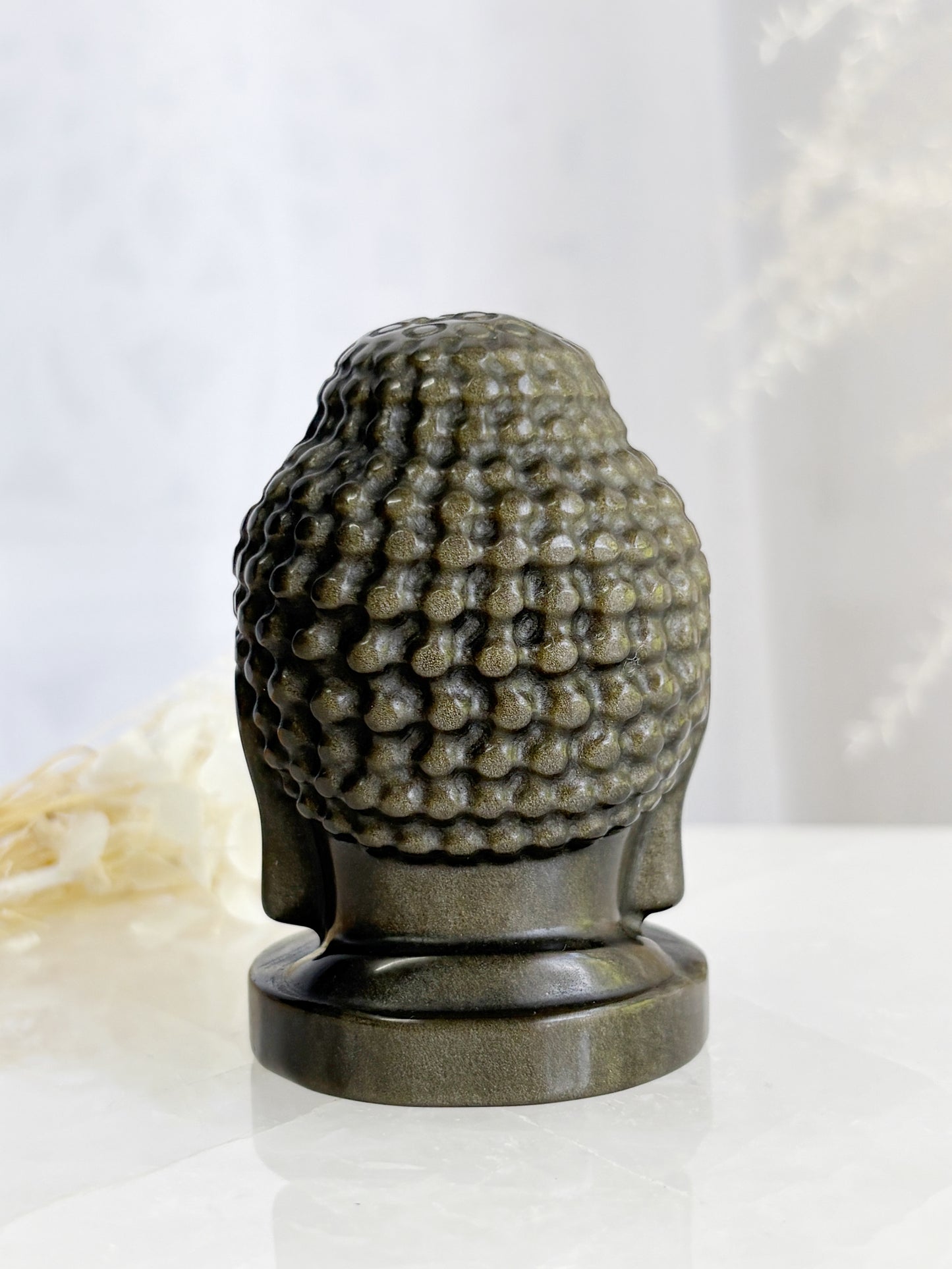 GOLD SHEEN OBSIDIAN BUDDHA HEAD