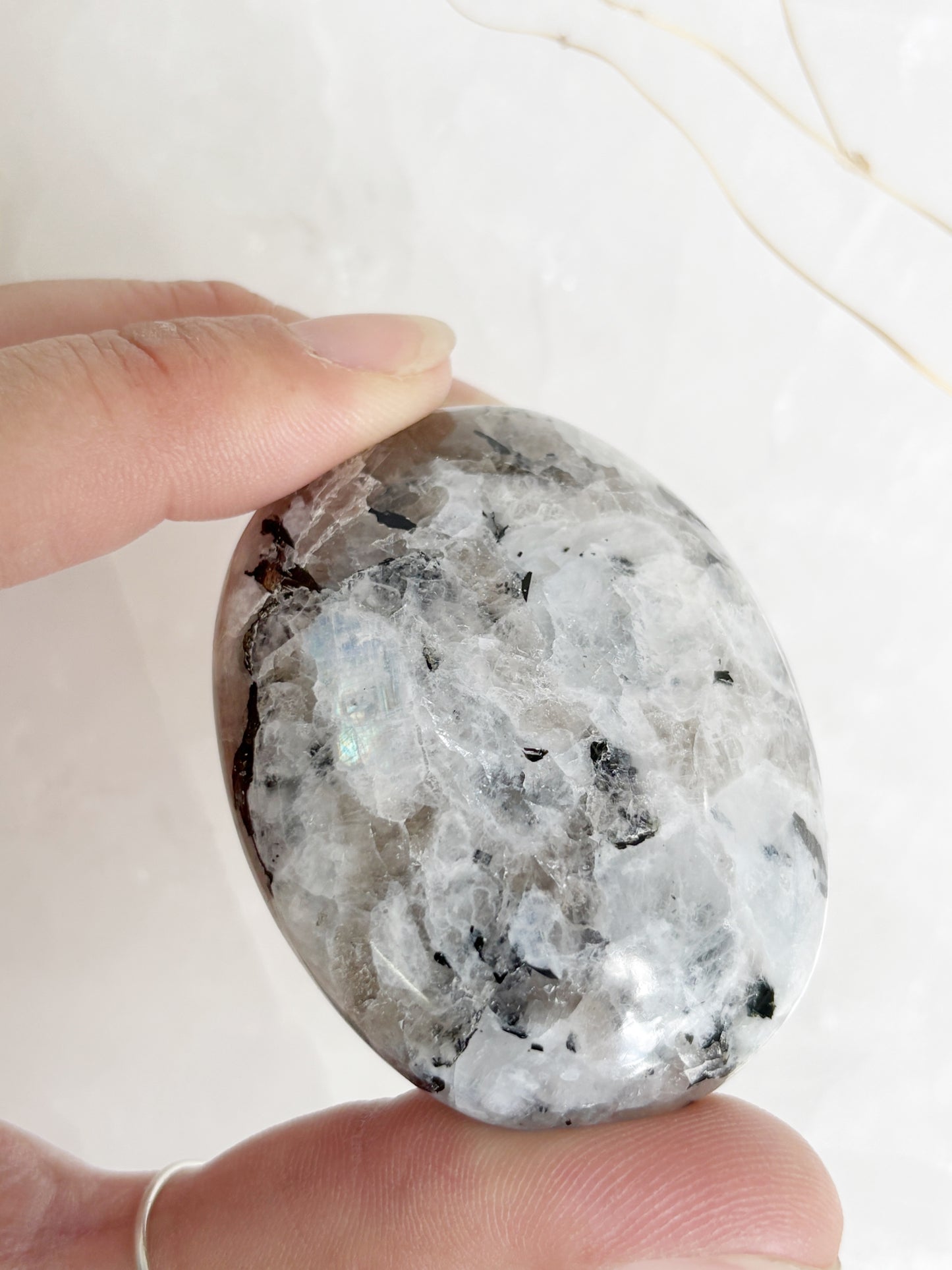 RAINBOW MOONSTONE PALM STONE || RMP04