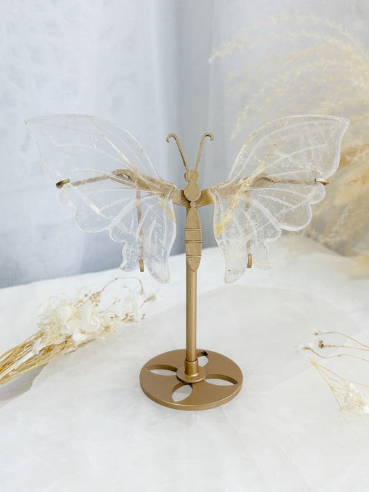 CLEAR QUARTZ BUTTERFLY WINGS || GOLDEN HEALER INCLUSIONS CQW01