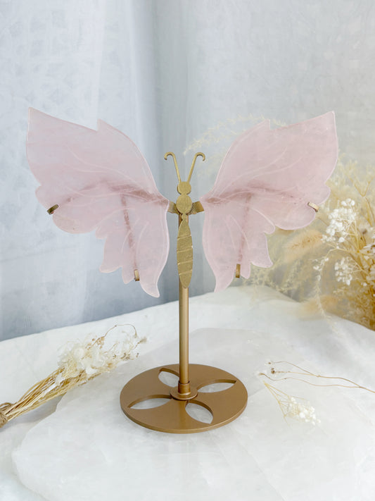 ROSE QUARTZ BUTTERFLY WINGS || RQBW01