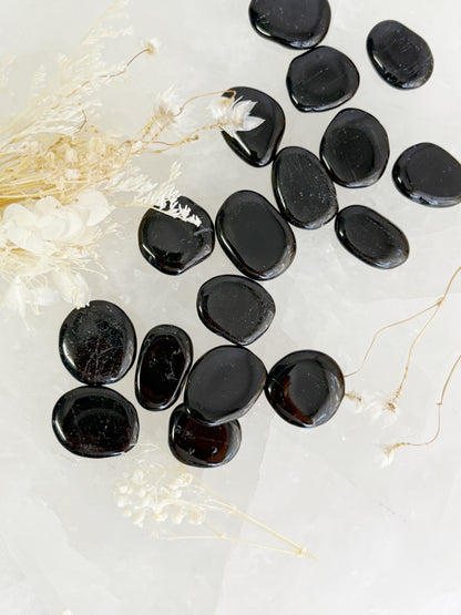 BLACK TOURMALINE MINI FLATSTONE || INTUITIVELY CHOSEN