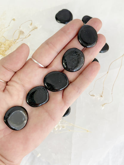 BLACK TOURMALINE MINI FLATSTONE || INTUITIVELY CHOSEN