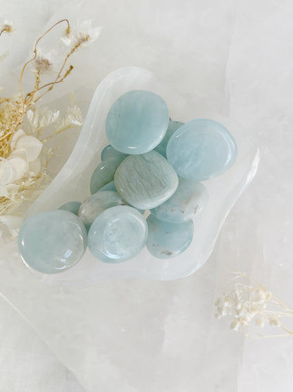 AQUAMARINE IRREGULAR MINI FLAT STONE || INTUITIVELY CHOSEN