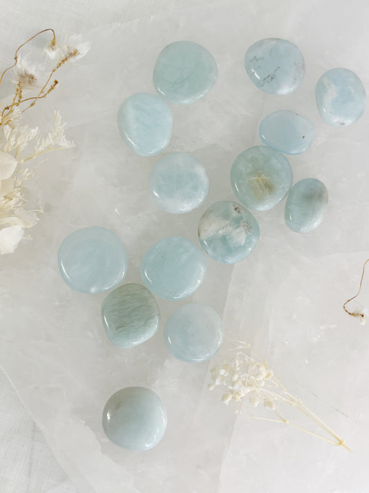 AQUAMARINE IRREGULAR MINI FLAT STONE || INTUITIVELY CHOSEN