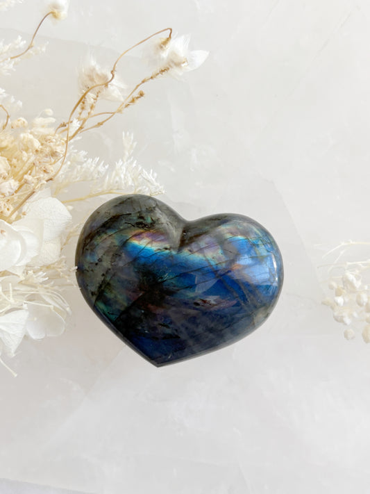 LABRADORITE PUFFY HEART || LABPH02