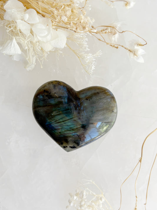 LABRADORITE PUFFY HEART || LABPH03