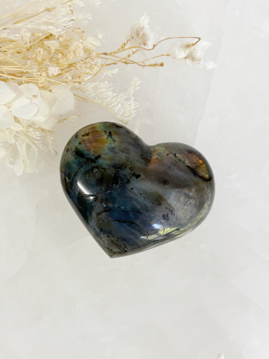 LABRADORITE PUFFY HEART || LABPH01