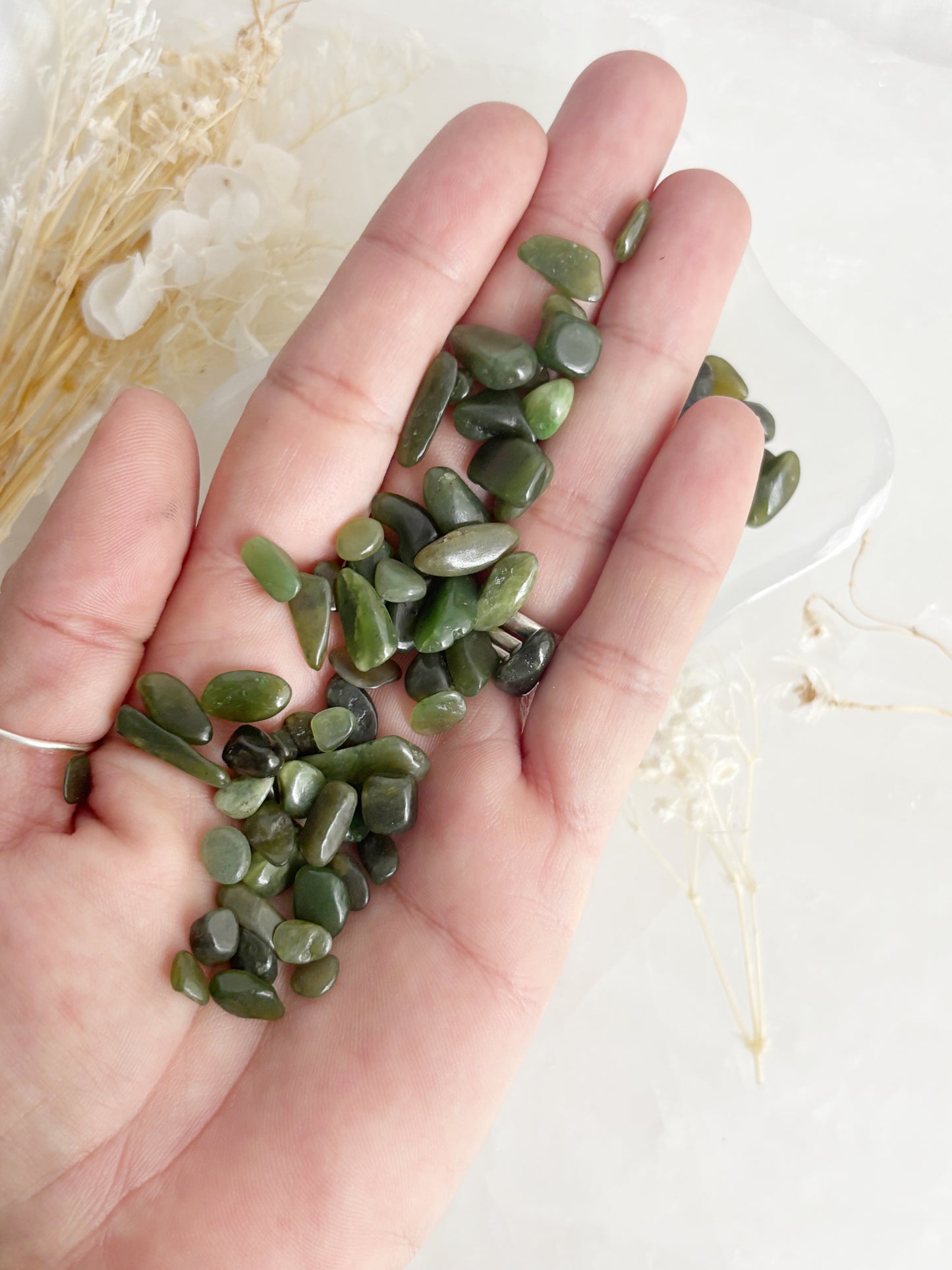 NEPHRITE JADE CHIPS || 100G
