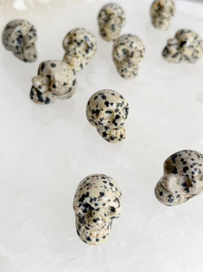 DALMATIAN JASPER MINI SKULL || INTUITIVELY CHOSEN