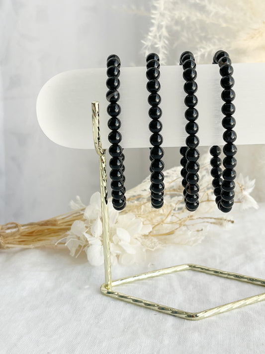 BLACK TOURMALINE BEAD BRACELET || 6MM