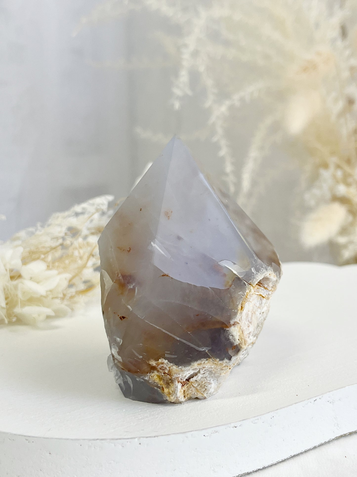 BLUE CHALCEDONY SEMI POLISHED POINT || 32103