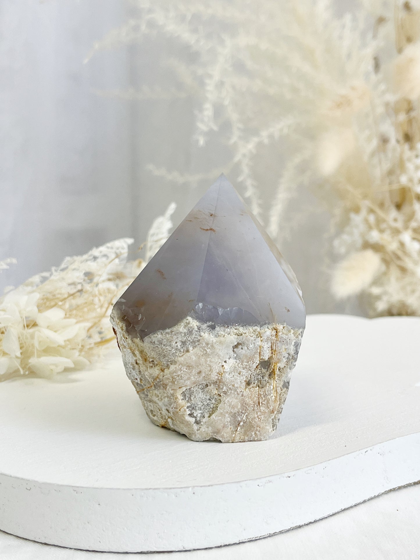 BLUE CHALCEDONY SEMI POLISHED POINT || 32103