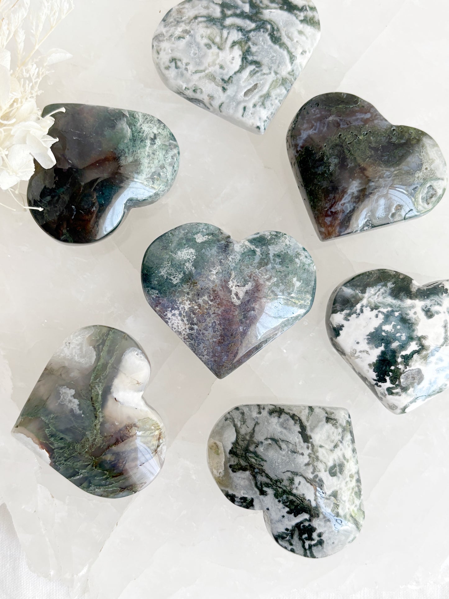 MOSS AGATE HEART STONED AND SAGED AUSTRALIA