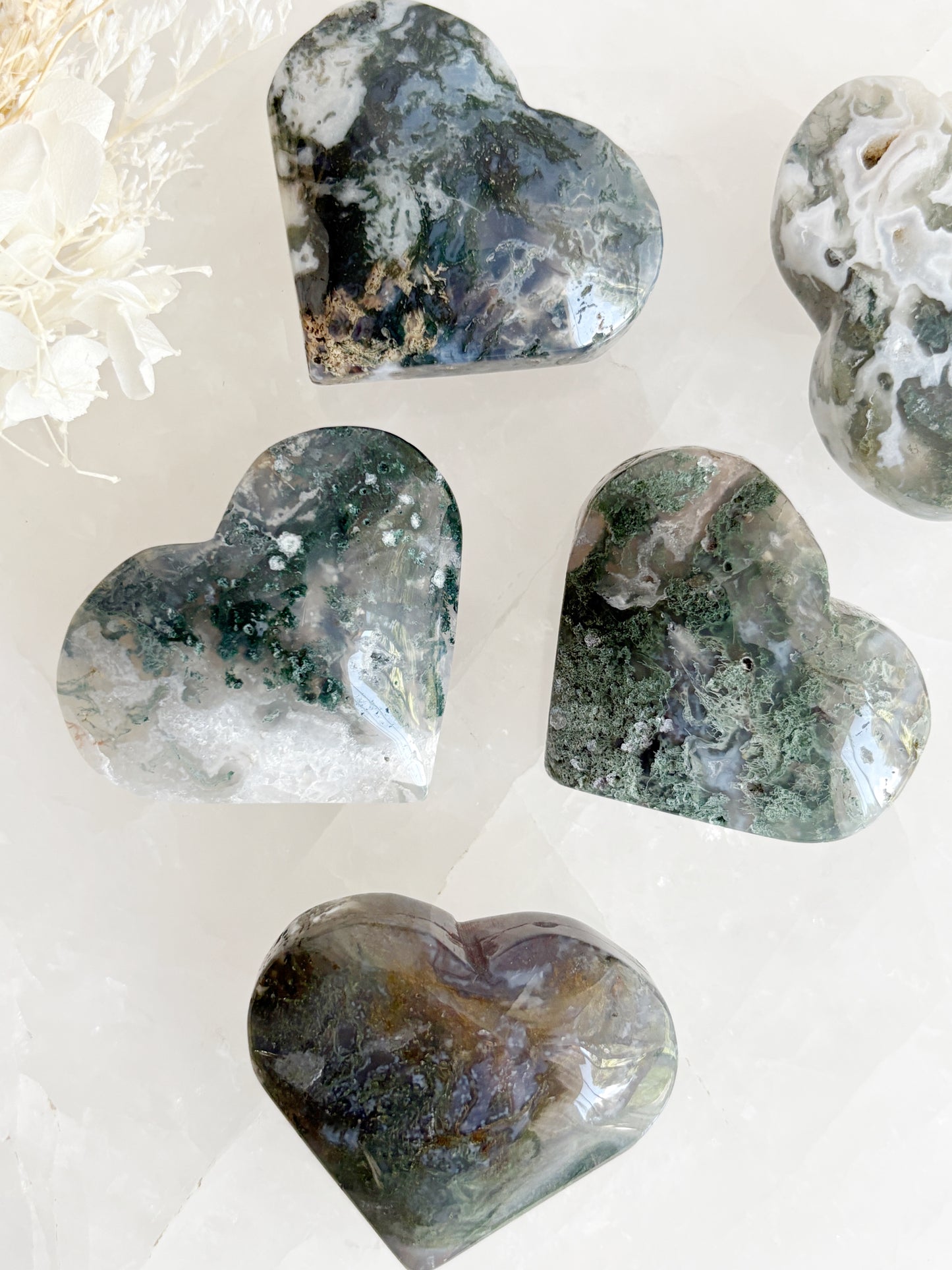 MOSS AGATE HEART STONED AND SAGED AUSTRALIA
