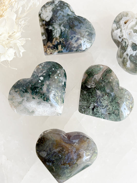 MOSS AGATE HEART STONED AND SAGED AUSTRALIA