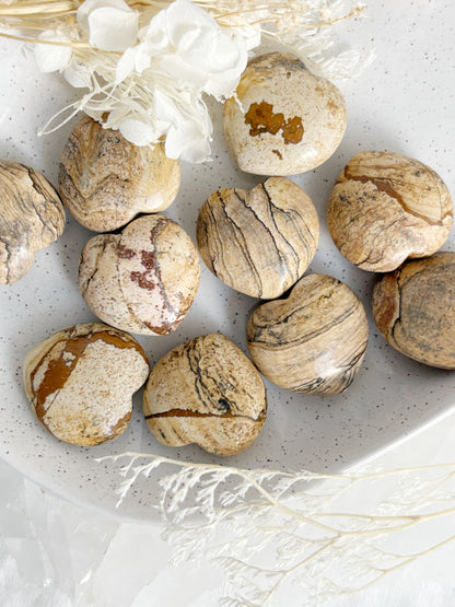 PICTURE JASPER MINI HEART STONED AND SAGED CRYSTAL SHOP AUSTRALIA