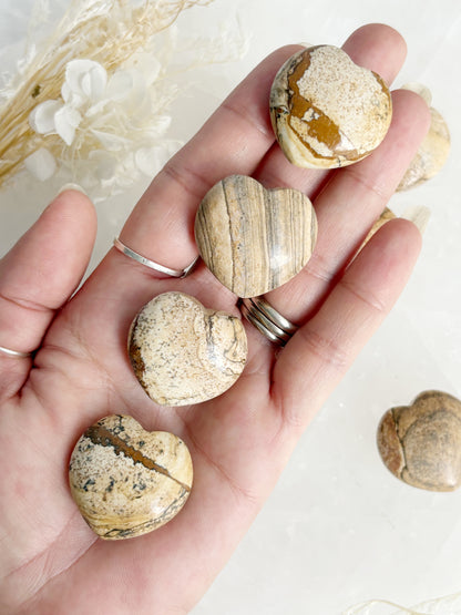 PICTURE JASPER MINI HEART STONED AND SAGED CRYSTAL SHOP AUSTRALIA