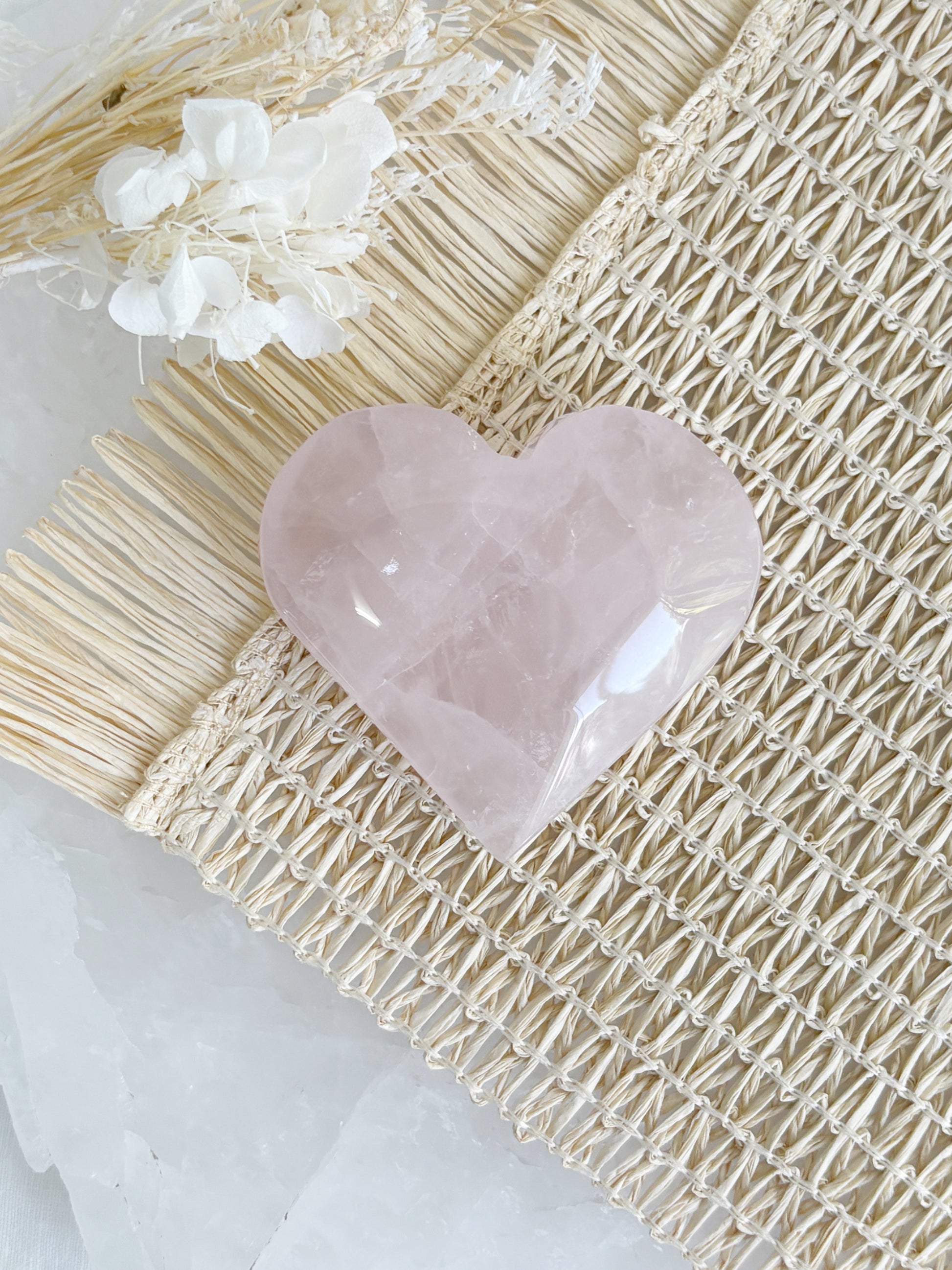 ROSE QUARTZ HEART 3 STONED AND SAGED AUSTRALIA