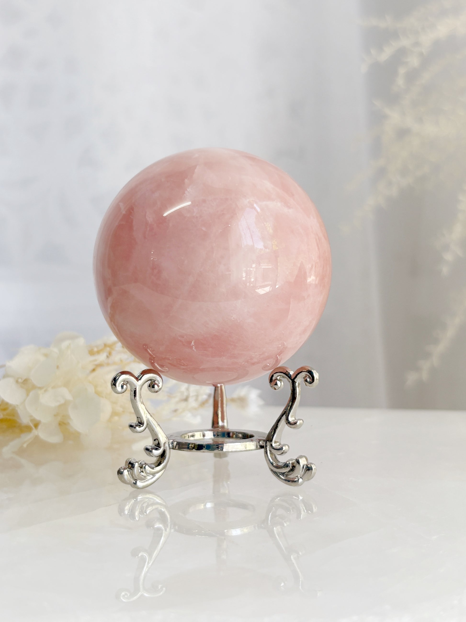 ROSE QUARTZ SPHERE 1 STONED AND SAGED AUSTRALIA