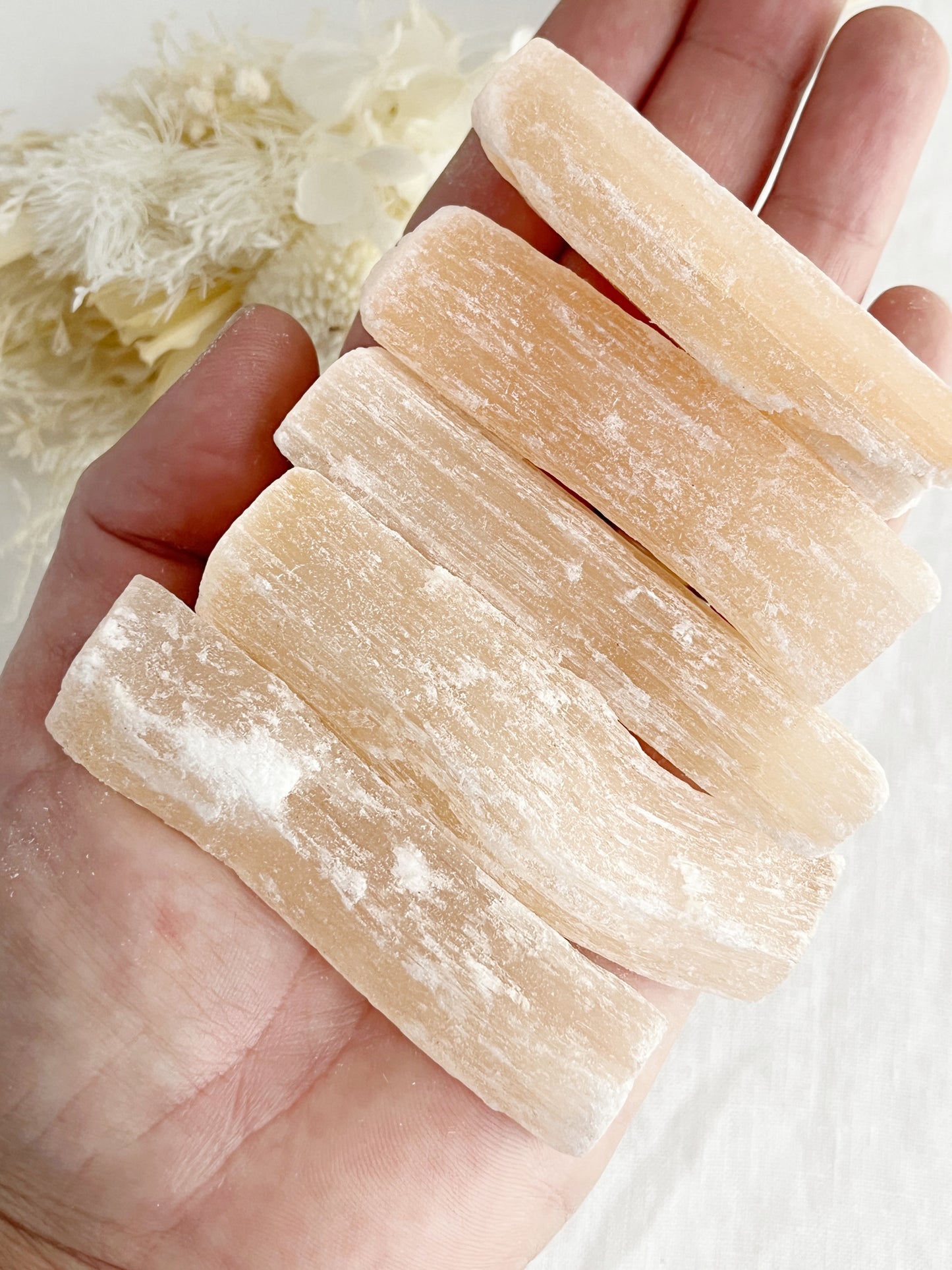 NATURAL PEACH SELENITE STICK | INTUITIVELY CHOSEN