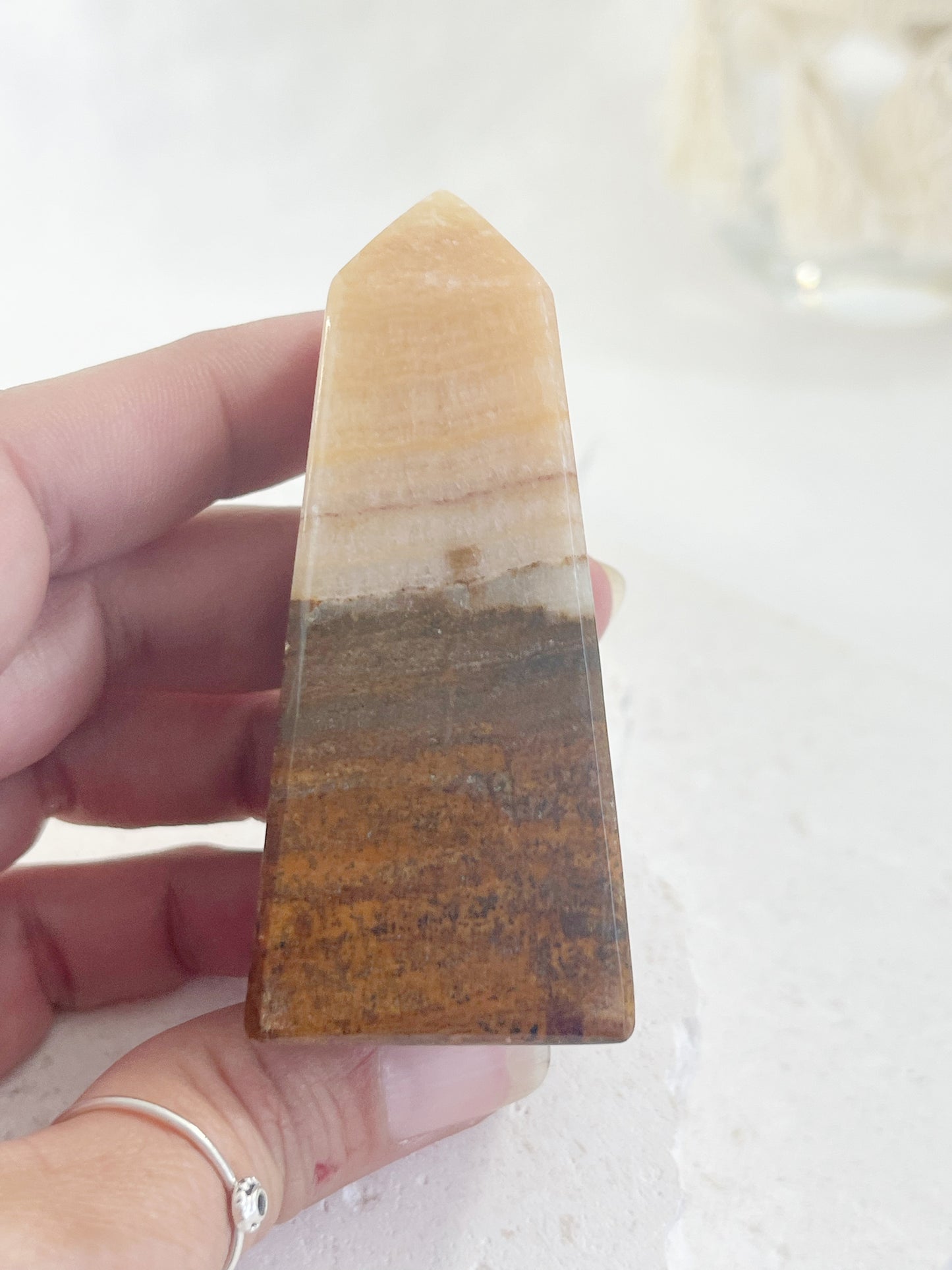 PEACH BANDED CALCITE TOWER | 100321