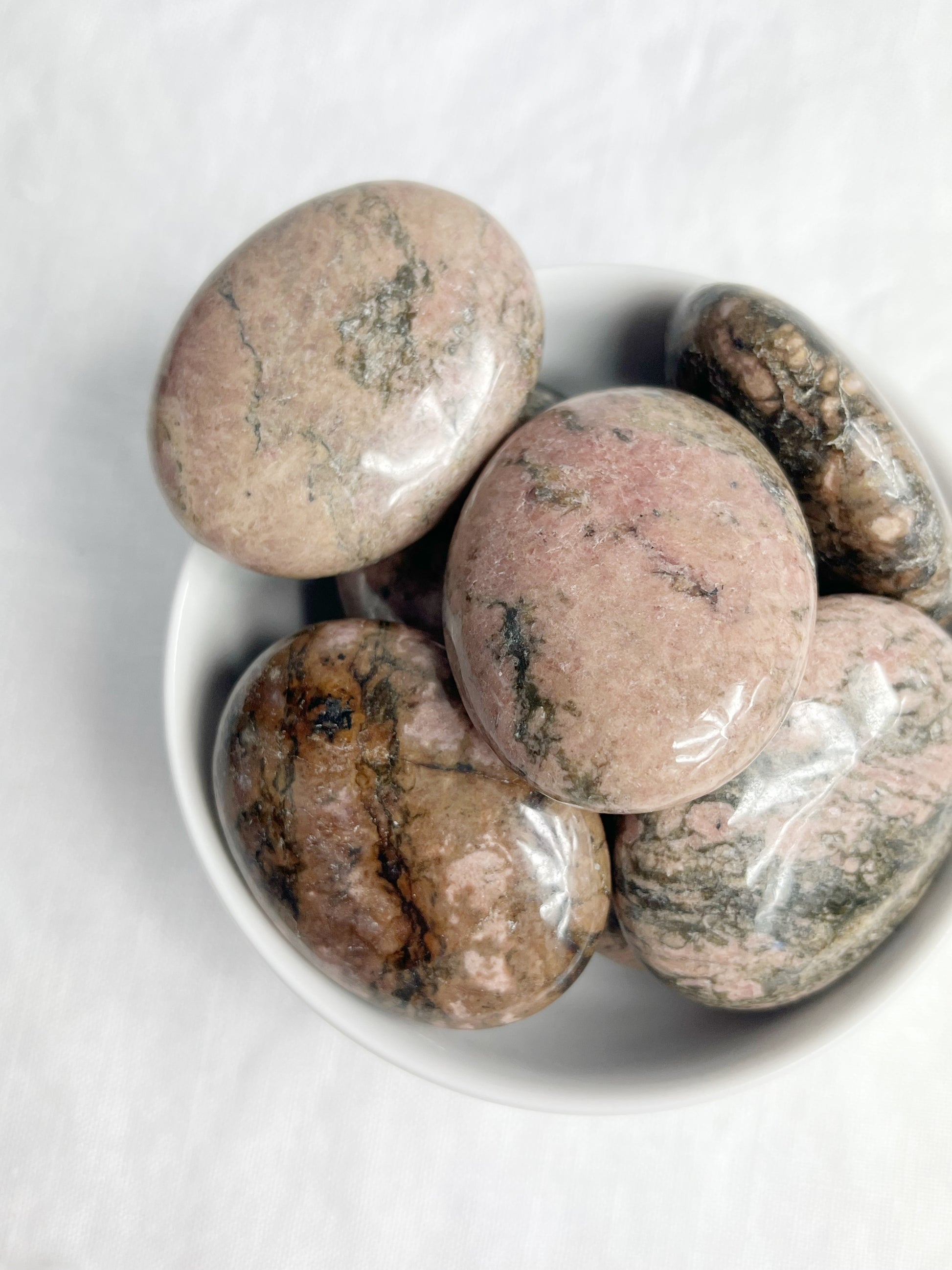 RHODONITE POCKET PALMSTONE, STONED AND SAGED AUSTRALIA