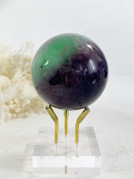 RAINBOW FLUORITE SPHERE, STONED AND SAGED AUSTRALIA