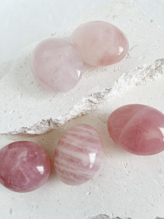 ROSE QUARTZ PALMSTONE, STONED AND SAGED AUSTRALIA