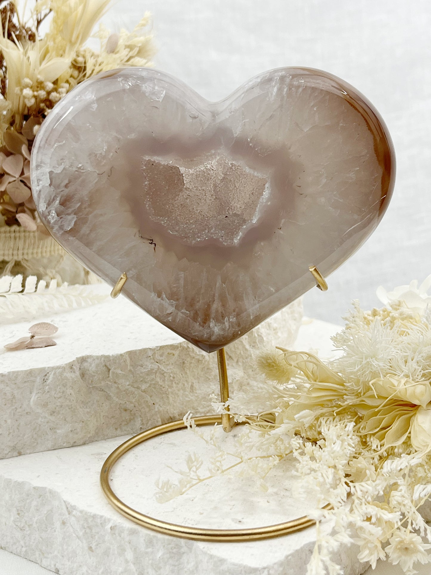 DRUZE AGATE HEART | ON STAND 100818