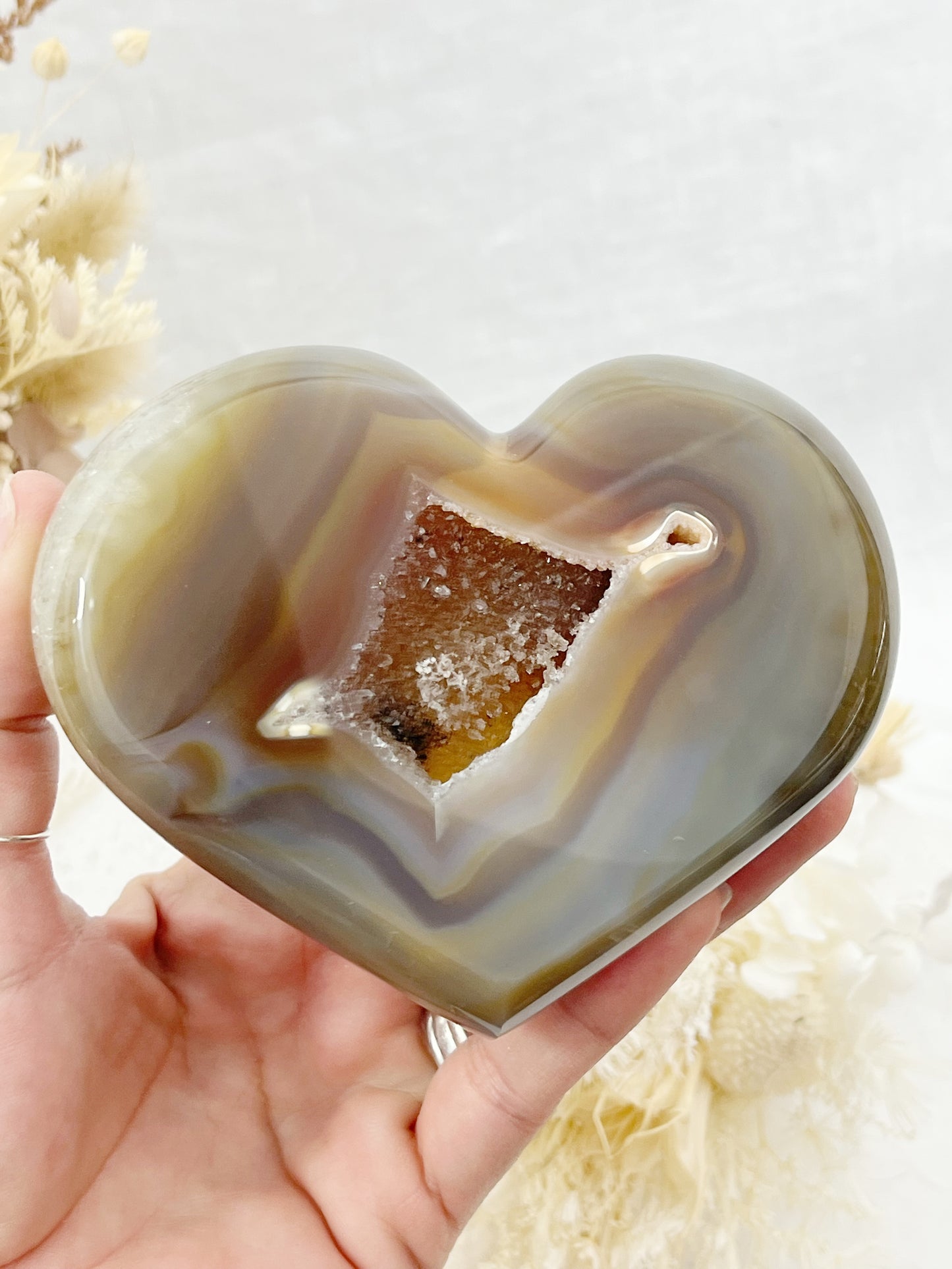 DRUZE AGATE HEART | ON STAND 100820