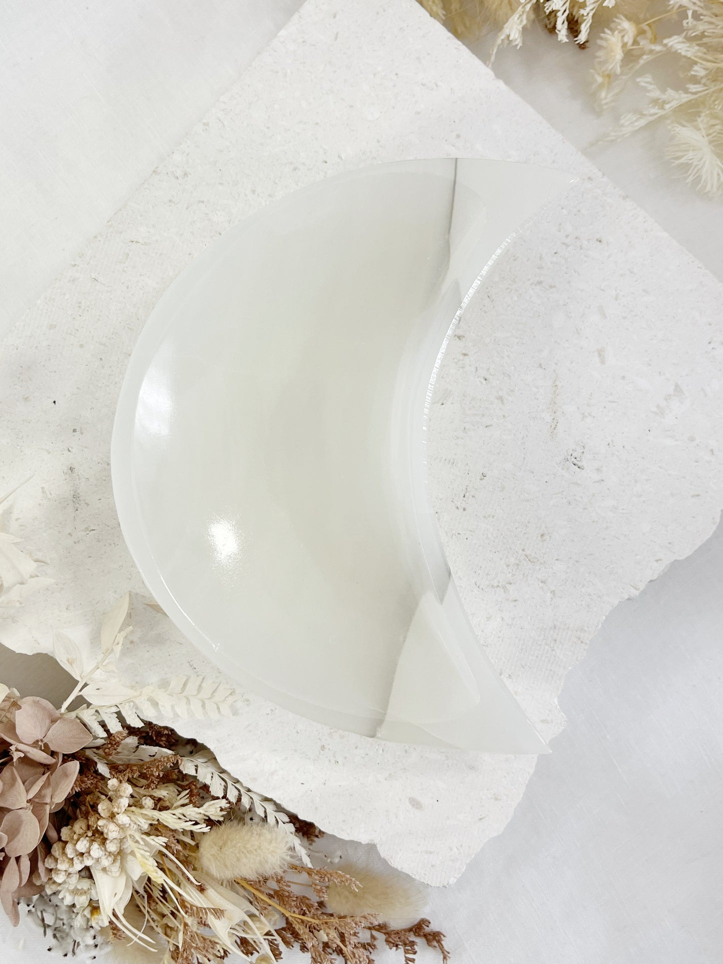White Onyx moon bowl trinket dish, crystal shop Australia Stoned and Saged