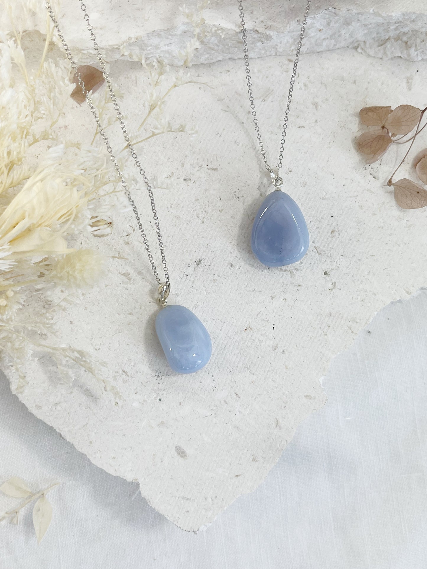 BLUE CHALCEDONY TUMBLE NECKLACE | INTUITIVELY CHOSEN