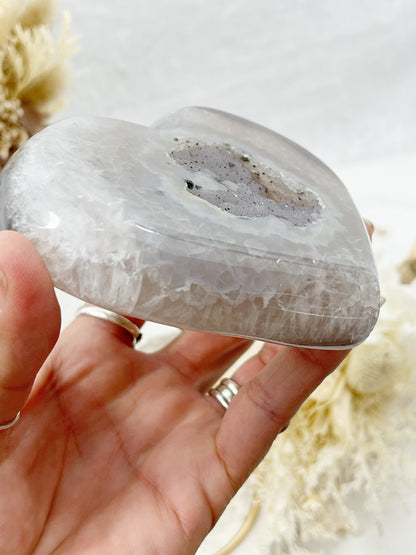 DRUZE AGATE HEART | ON STAND 100814