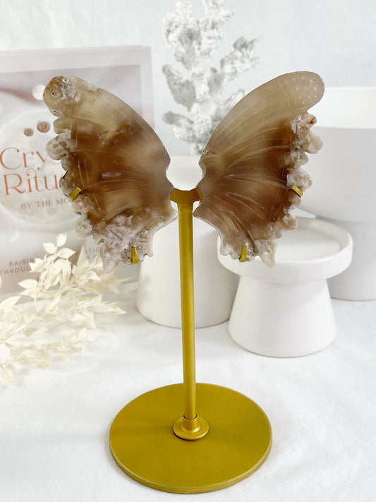 FLOWER AGATE WINGS | ON STAND
