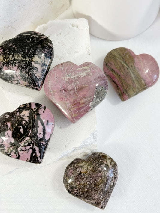 RHODONITE HEART CRYSTAL SHOP EMERALD QLD AUSTRALIA