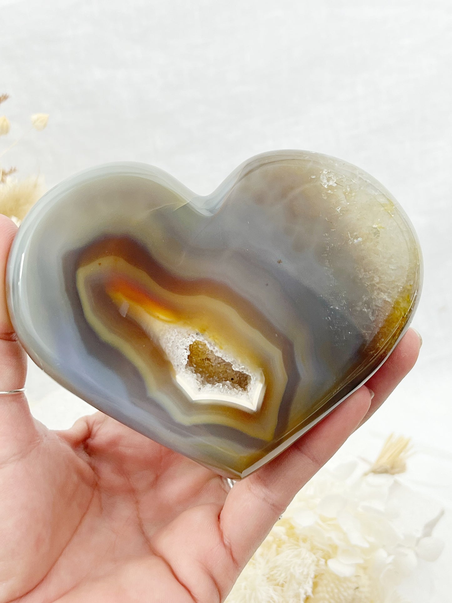 DRUZE AGATE HEART | ON STAND 100820
