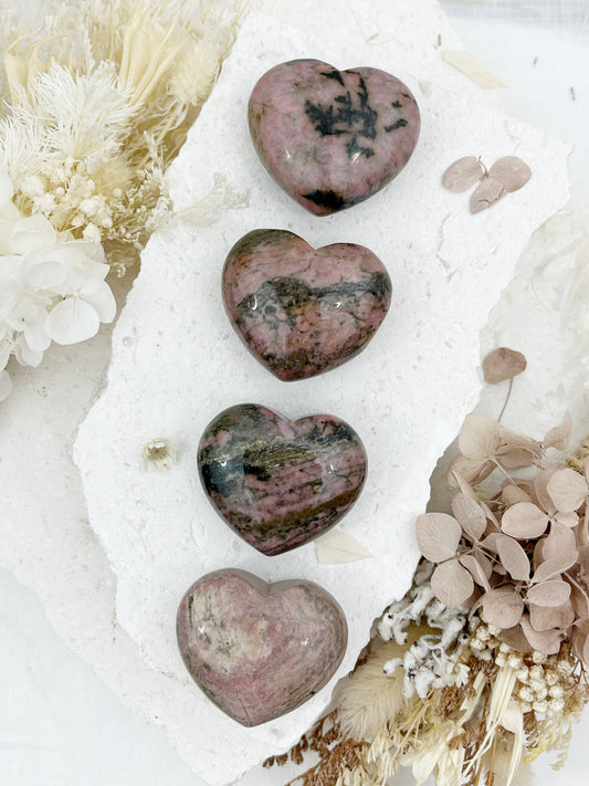 RHODONITE HEART, STONED AND SAGED AUSTRALIA